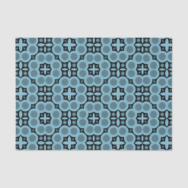 Elegantes Blaues Mosaikmuster Seidenpapier (Vorderseite)