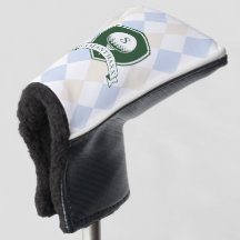 Elegantes blaues Muster grüner Golfer Name Monogra
