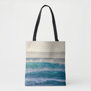 Elegantes blaues Ozean Waves Akryllisches Kunstwer Tasche