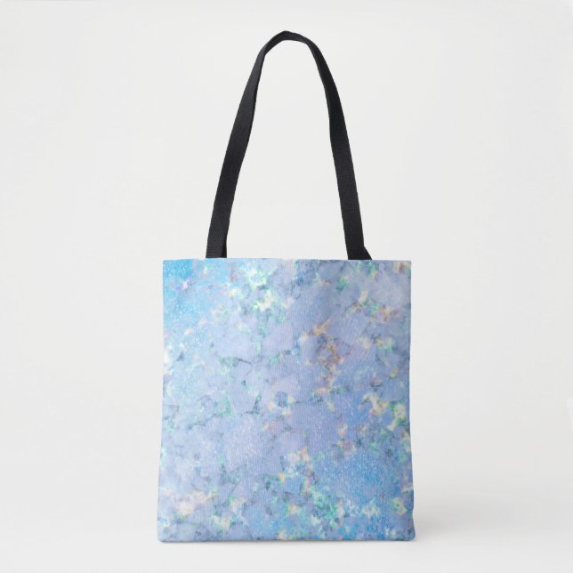 Elegantes blaues Regenbogenholografisches Marmorei Tasche (Vorderseite)