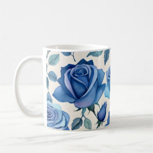 Elegantes blaues Rose-Muster Kaffeetasse