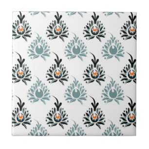 Elegantes Blaues Rosen-Blumenmuster Fliese