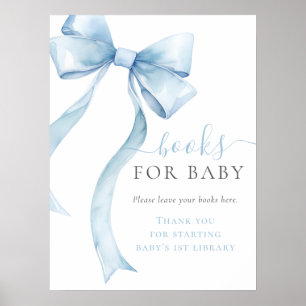 Elegantes blaues Schleifen-Jungen-Baby-Party-Büche Poster