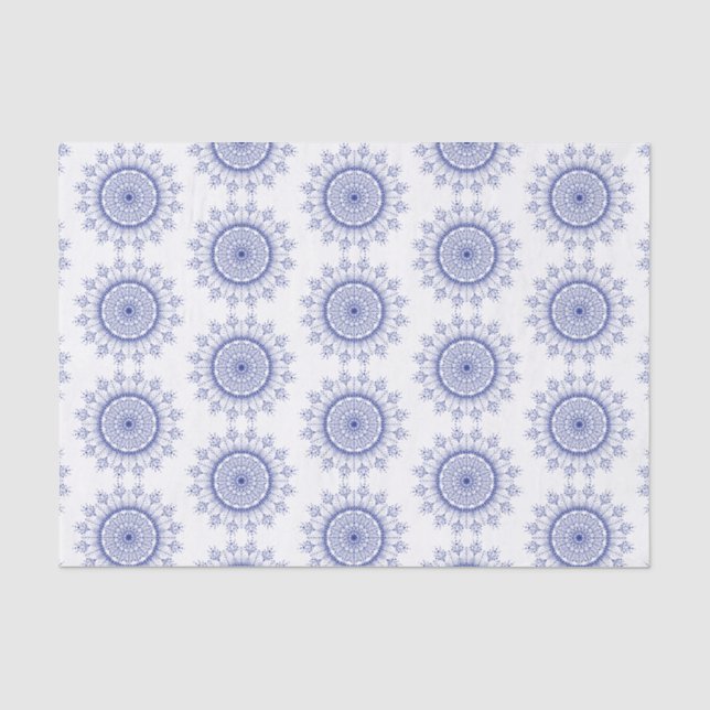 Elegantes blaues Schneeflocken-Muster-Papier Seidenpapier (Vorderseite)