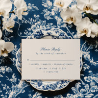 Elegantes blaues Schrift Blumenwappen Hochzeit RSV