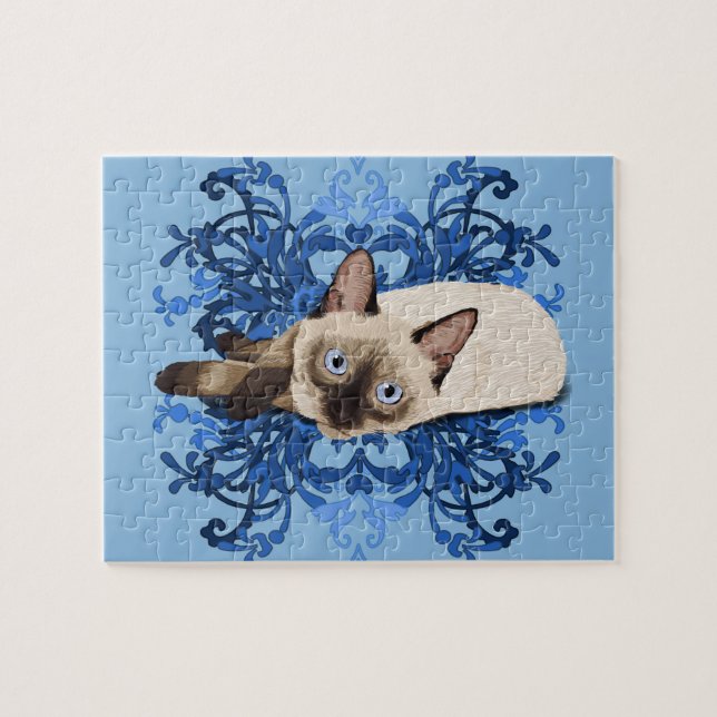 Elegantes blaues siamesische Katzen-hübsches mit (Horizontal)