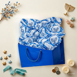 Elegantes blaues Silberband Chanukka Seidenpapier