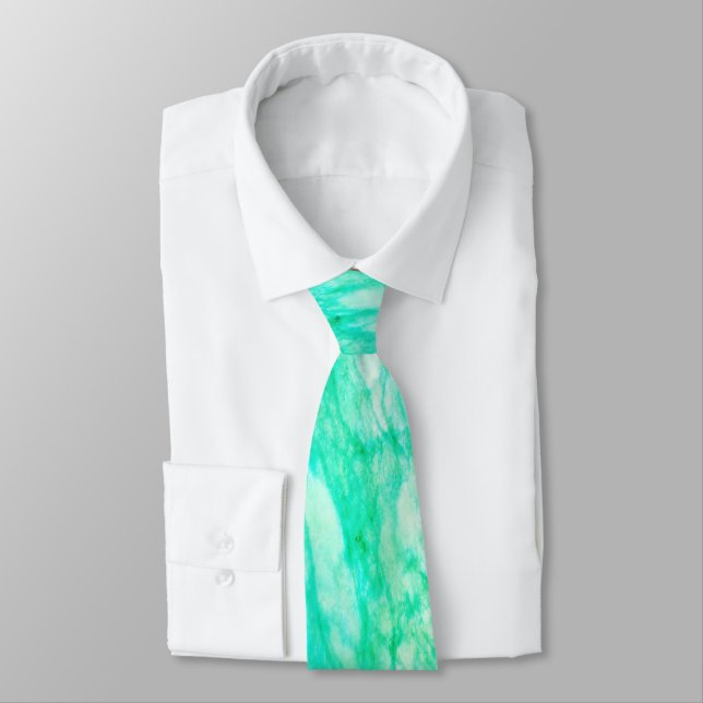 Elegantes blaues Türkis Aqua Marmormuster Krawatte (Gebunden)