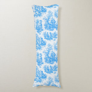 Elegantes blaues Türkis Toile de Jouy Seitenschläferkissen