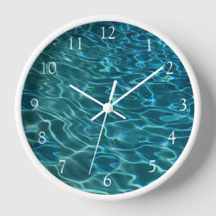 Elegantes blaues Türkiswasser-Muster Ozean See Wel Uhr