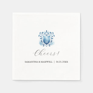 Elegantes blaues und Mit Monogramm Wappen Serviette