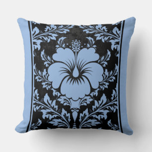 Elegantes blaues und schwarzes Damast Kissen