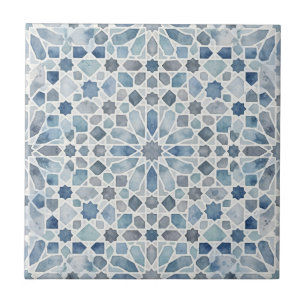 Elegantes blaues Wasserfarben-Mosaik im marokkanis Fliese