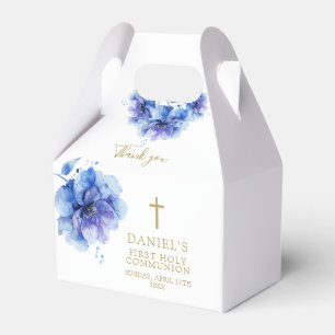 Elegantes Blaues Wasserfarbenes Florales Heilige K Geschenkschachtel