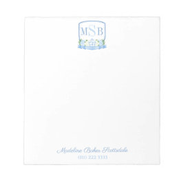 Elegantes blaues Wasserzeichen-Monogramm-Wappen fü Notizblock