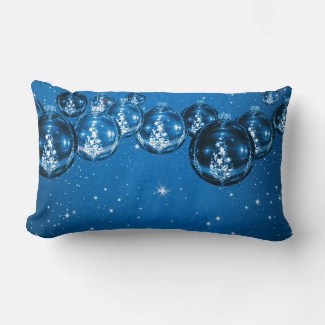 Elegantes blaues Weihnachtsfest Lendenkissen (Vorderseite)