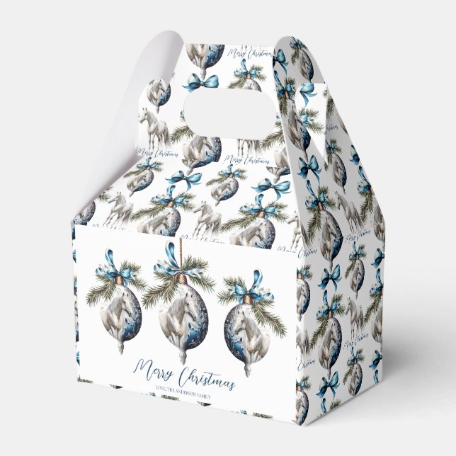Elegantes blaues Weihnachtspferd Geschenkschachtel (Vorderseite)