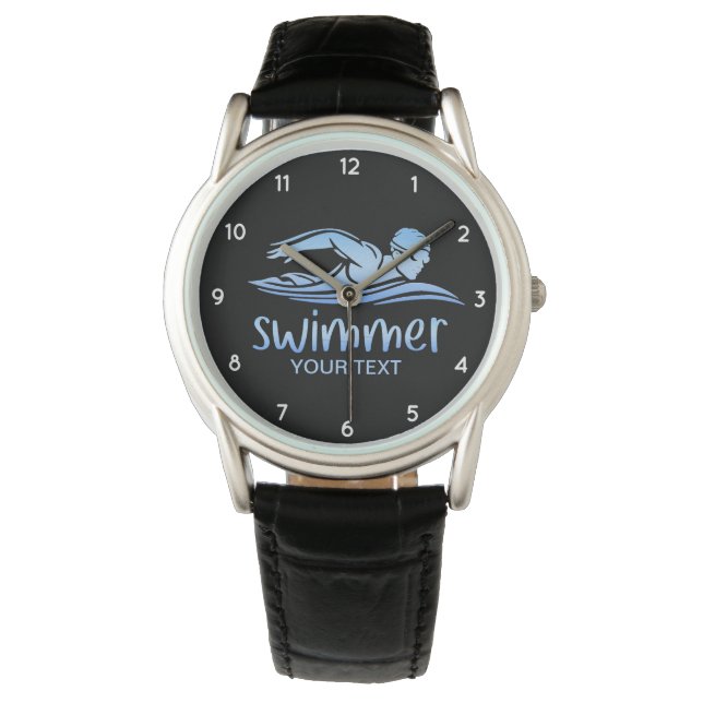 Elegantes blaues weißes Schwimmbad Wasser Armbanduhr (Vorderseite)