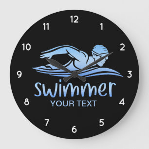 Elegantes blaues weißes Schwimmbad Wasser Große Wanduhr