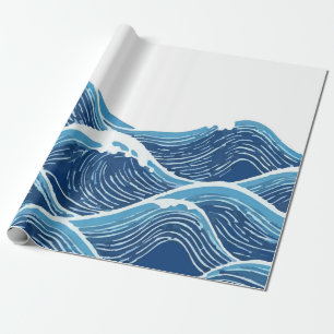 Elegantes blaues Wellen-Abstract-Design Geschenkpapier