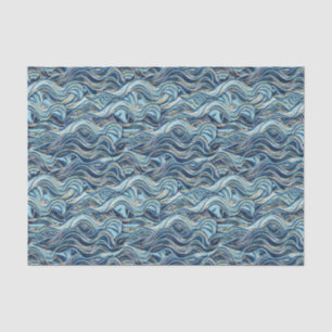 Elegantes blaues Wellenmuster mit goldenen Akzente Seidenpapier