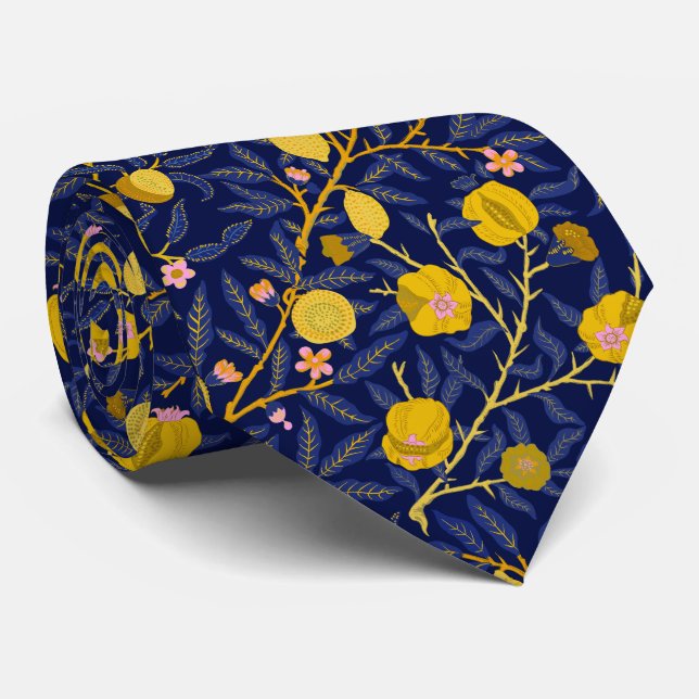 Elegantes Blaues Zitronenmuster Krawatte (Gerollt)