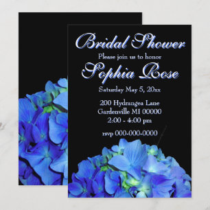 Elegantes bläuliches Hydrangeas-Brautparty Einladung
