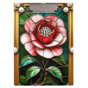 Elegantes Bleiglas-Blumenmotiv mit aufwändiger Rah Klemmbrett