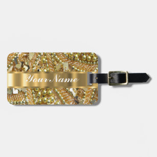 Elegantes bling Gold Gepäckanhänger