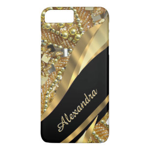 Elegantes bling Schwarzes und Gold des iPhone 8 Plus/7 Plus Hülle