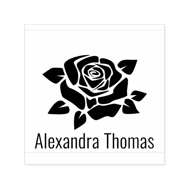 Elegantes Blossom-Rose Große Blütenblätter Monogra Permastempel (Design)