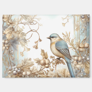 Elegantes Blue and Gold Winter Bird Design - Magne Magnet