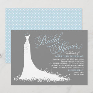 Elegantes Blue and Gray Wedding Gown Brautparty Einladung