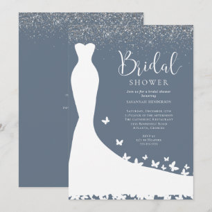 Elegantes Blue and Silver Glitzer Brautparty Invi Einladung
