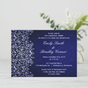 Elegantes Blue and White Damask Probe Dinner Einladung