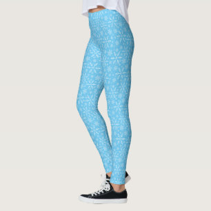 Elegantes Blue Aqua Weißer Winter Snowflake Leggin Leggings