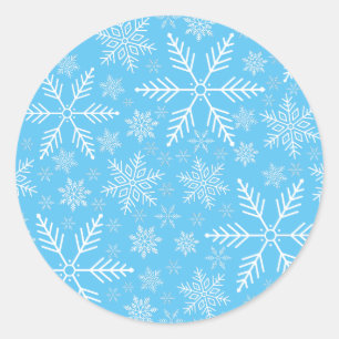 Elegantes Blue Aqua Weißer Winter Snowflake Runder Aufkleber