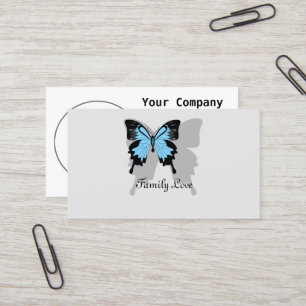 Elegantes Blue Backed Butterfly Shadow Monogramm Visitenkarte