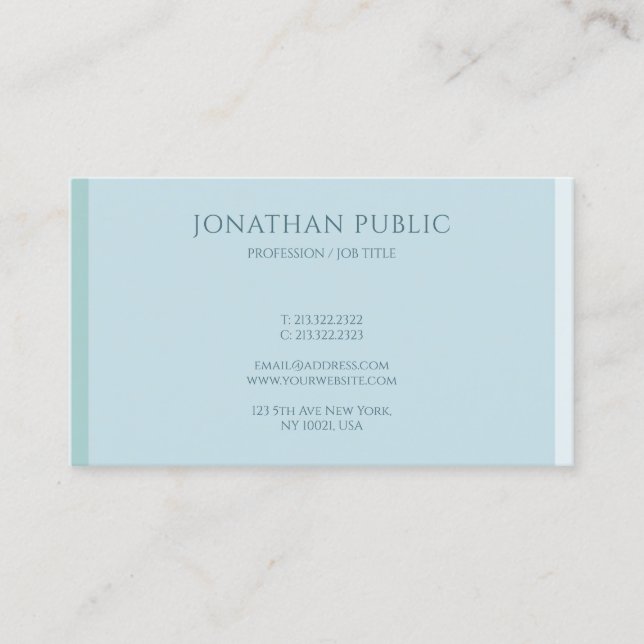 Elegantes Blue Beruflich Modern Simple Template Visitenkarte (Vorderseite)