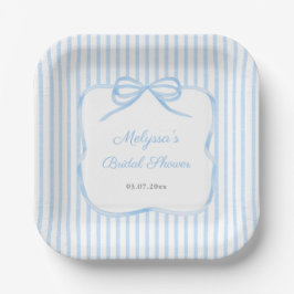Elegantes Blue Bow Brautparty Party Pappteller