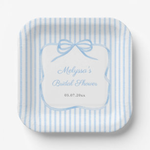 Elegantes Blue Bow Brautparty Party Pappteller