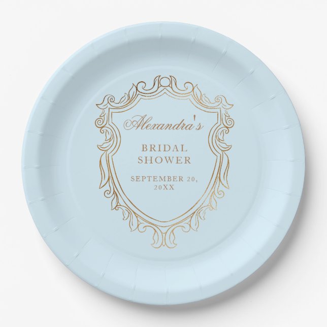 Elegantes Blue Brautparty Party Pappteller (Vorderseite)