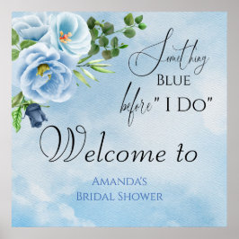 Elegantes Blue Brautparty Willkommen Poster