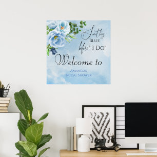 Elegantes Blue Brautparty Willkommen Poster