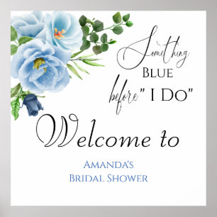 Elegantes Blue Brautparty Willkommen Poster