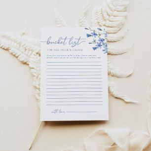 Elegantes Blue Bucket List Brautparty Game