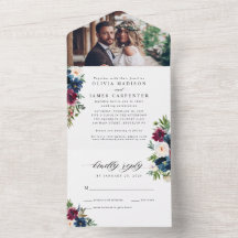 Elegantes Blue Burgundy Foto Hochzeit