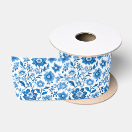 Elegantes Blue Chinoiserie Brautparty Satinband