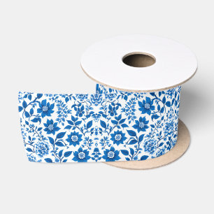 Elegantes Blue Chinoiserie Brautparty Satinband