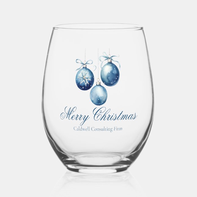 Elegantes Blue Christmas Ornaments Company Party Weinglas Ohne Stiel (Vorderseite)